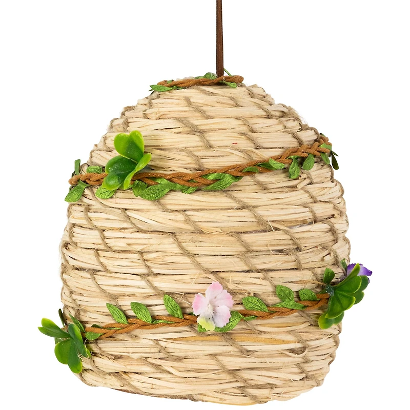6.25" Beehive with Bees Spring Hanging Decoration