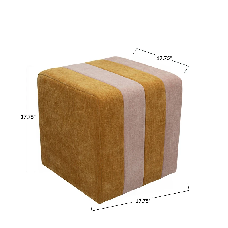 Hello Honey® 18" Modern Square Fabric Upholstered Striped Pouf