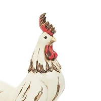 15" White Rooster Garden Sculpture