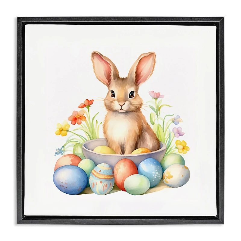 Stupell Industries Easter Bunny & Eggs Floater Framed Art