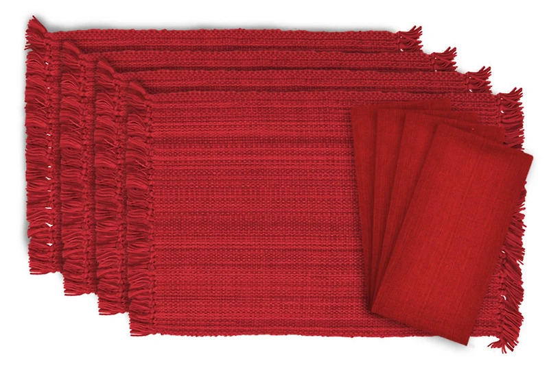 DII® Variegated Red Fringe Placemat & Napkin Set, 8ct.