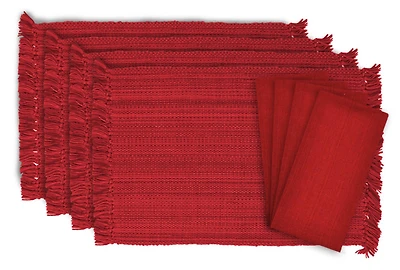 DII® Variegated Red Fringe Placemat & Napkin Set, 8ct.
