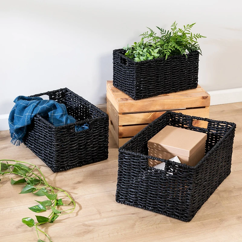 Honey Can Do Black Nesting Rectangle Maize Baskets, 3ct.