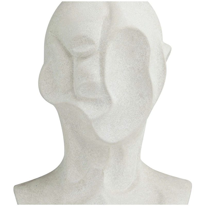 19" White Ceramic Cubist Inspired Head Sculpture