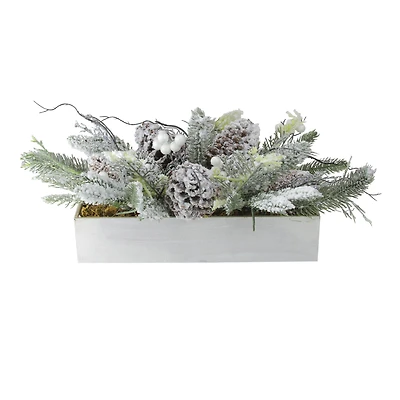 19.5" White & Green Berries with Foliage Tabletop Décor