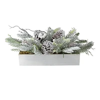 19.5" White & Green Berries with Foliage Tabletop Décor