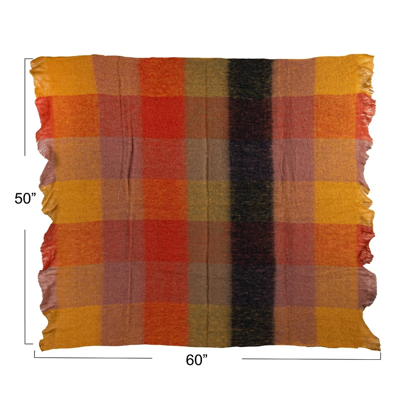 Hello Honey® Gold & Orange Block Wool & Acrylic Ruffled Throw Blanket