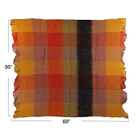 Hello Honey® Gold & Orange Block Wool & Acrylic Ruffled Throw Blanket