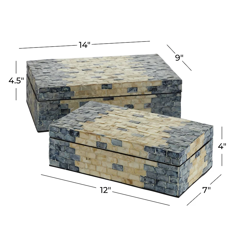 Tan & Blue Wood Coastal Box Set