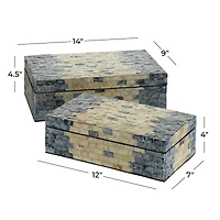 Tan & Blue Wood Coastal Box Set