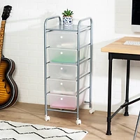 Honey Can Do Silver 5-Drawer Rolling Storage Cart
