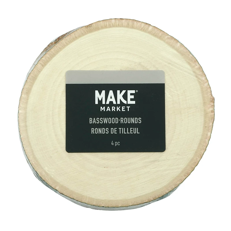 3.875" Basswood Slices, 4ct. by Make Market®