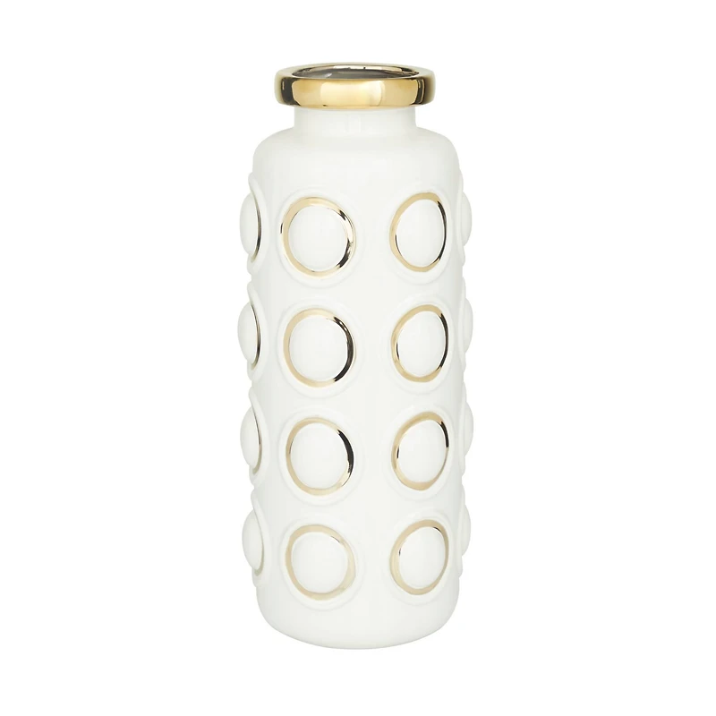 White Stoneware Contemporary Vase, 16" x 6" x 7"