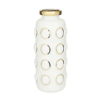 White Stoneware Contemporary Vase, 16" x 6" x 7"