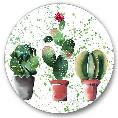 Designart - Three Cacti In Clay Pots