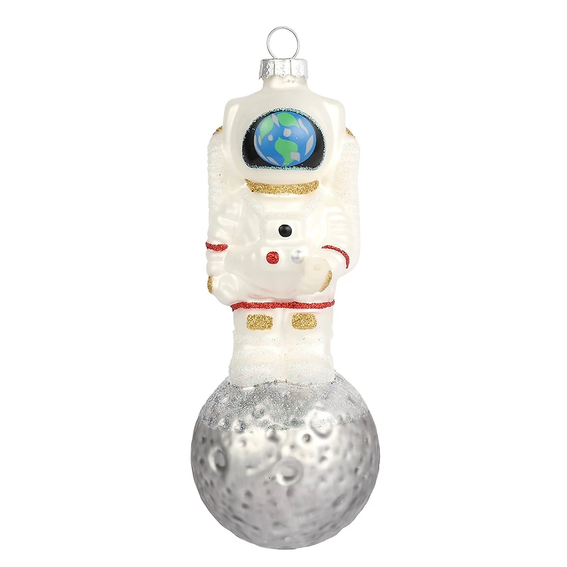 6.5" Astronaut on the Moon Glass Ornament by Ashland®