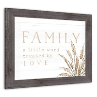 Family a Little Word Created by Love Western Framed Print