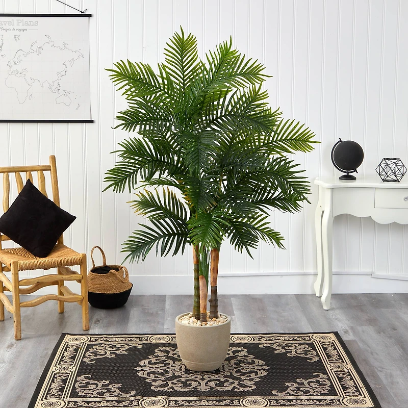 5ft. Areca Palm Tree in Sandstone Planter