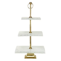 White Marble & Aluminum 3 Tier Tray Stand