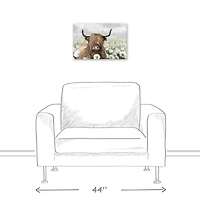 Highland Cow And Dandelions 18" x 12' Canvas Wall Art