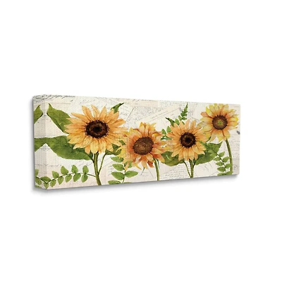 Stupell Industries Sunflower and Vintage European Postcard Collage Canvas Wall Art
