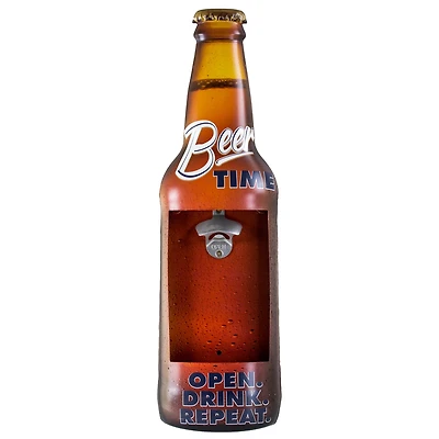 Beer Time Wall Mounted Bottle Opener & Cap Catcher