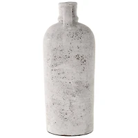 22" Cream Ceramic Antique Style Textured Vase with Curved Handle