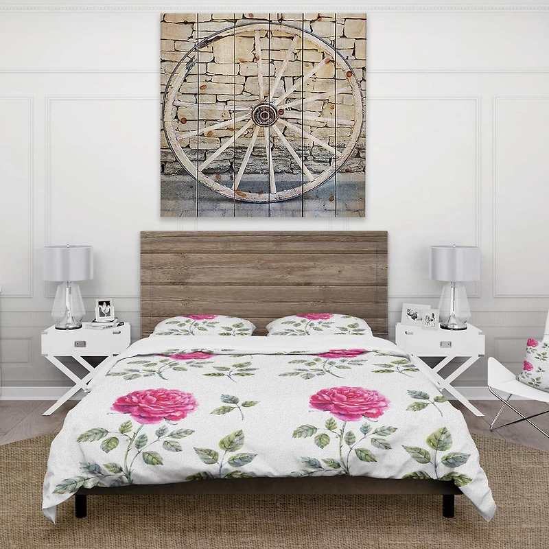 Designart 'Beautiful Red Rose' Cabin & Lodge Bedding Set