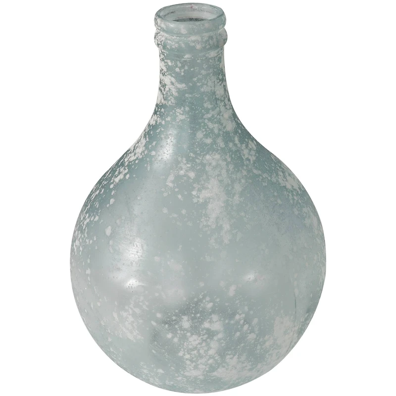 17" Clear Frosted Spanish Glass Bottle Vase