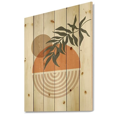 Designart - Abstract Geometrical Sun and Moon With Leaf I