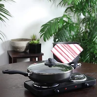 Oster Clairborne 12" Charcoal Gray Aluminum Sauté Pan with Lid