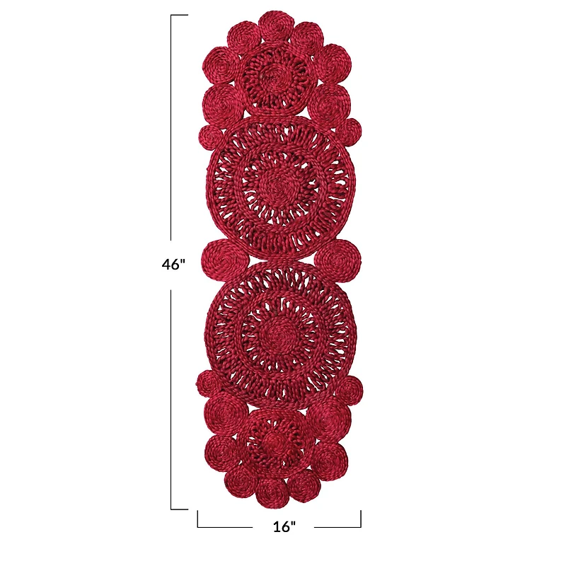 Hello Honey® 46" Red Hand-Woven Jute Table Runner