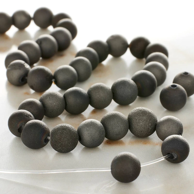 Silver Agate Round Beads, 6mm by Bead Landing™