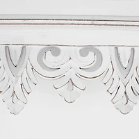 30" White Hand-Carved Floating Wall Shelf