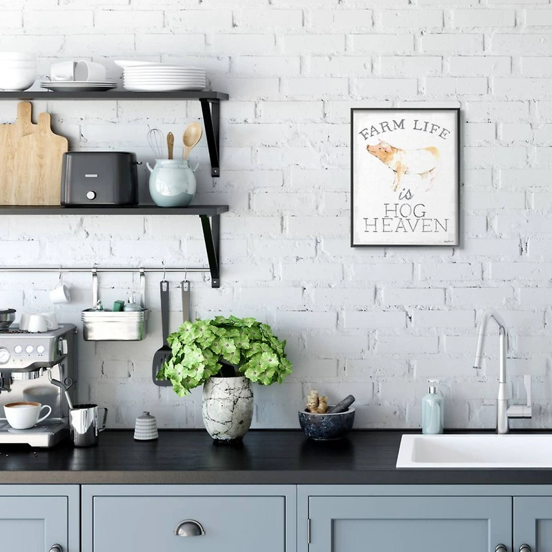 Stupell Industries Farm Life Is Hog Heaven Print with Frame Wall Accent