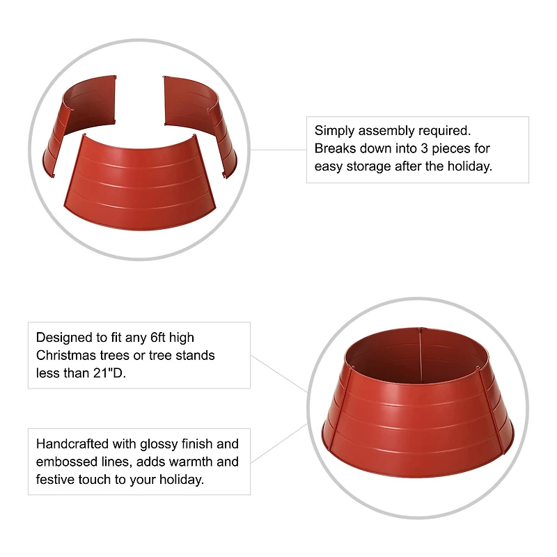 Glitzhome® 22" Christmas Painted Red Metal Tree Collar