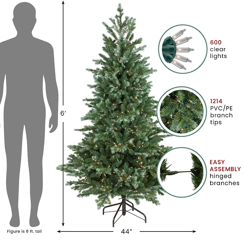 6ft. Pre-Lit Blue Spruce Medium Artificial Christmas Tree, Clear Lights