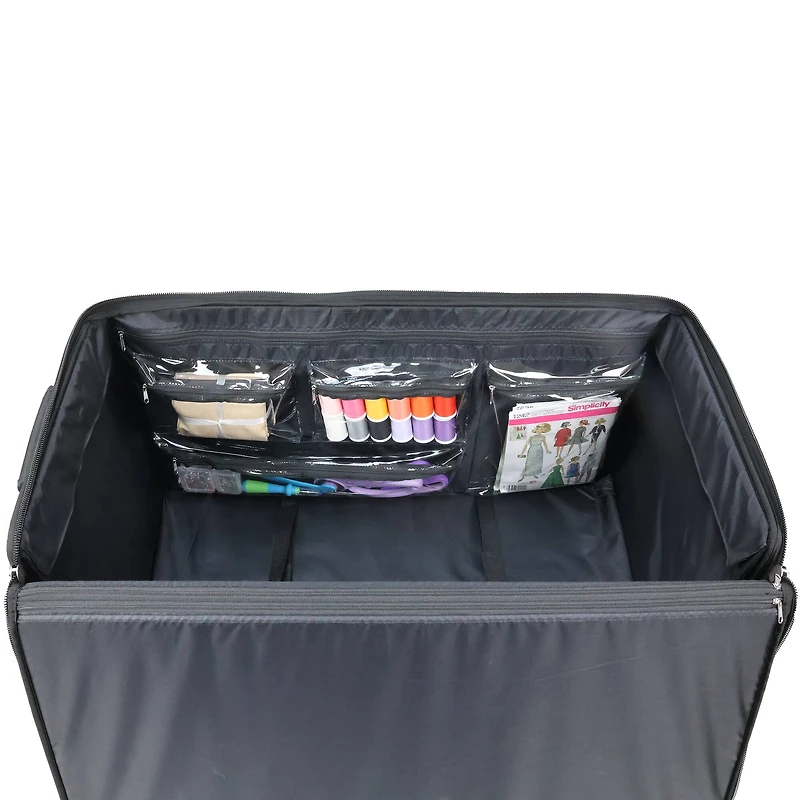 Everything Mary Black Jumbo Rolling Craft Tote