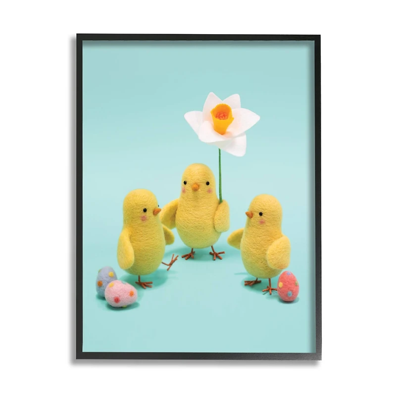 Stupell Industries Spring Chicks Floral Easter Eggs Framed Giclee Art