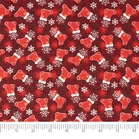 SINGER Christmas Red Stockings Cotton Fabric