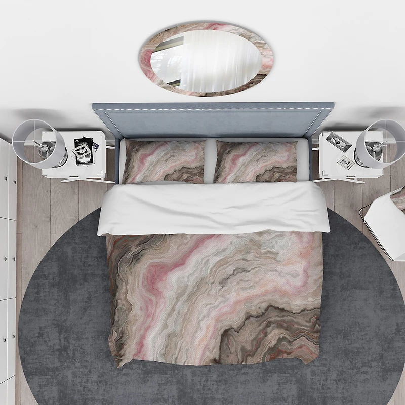Designart 'Grey Onyx with Rose Inclusions' Mid-Century Modern Bedding Set