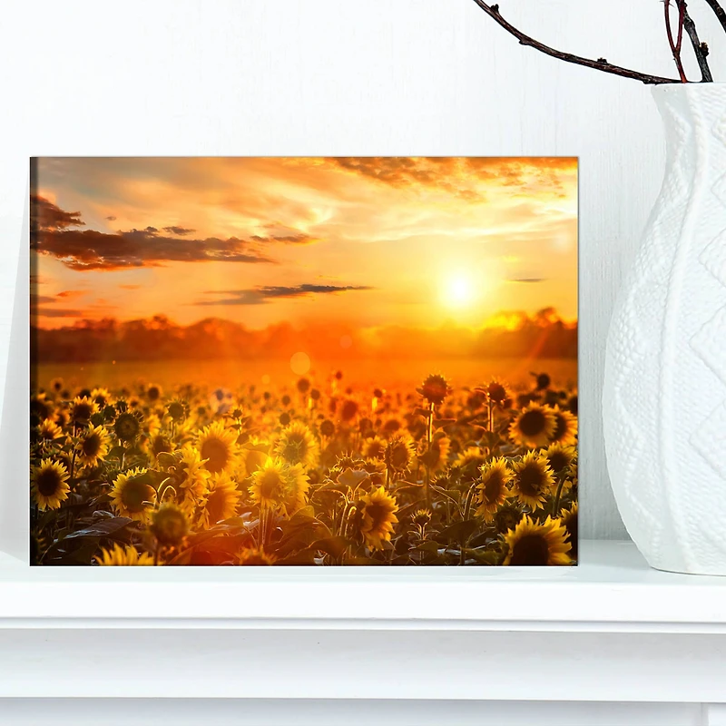 Designart - Yellow Sunset over Sunflowers