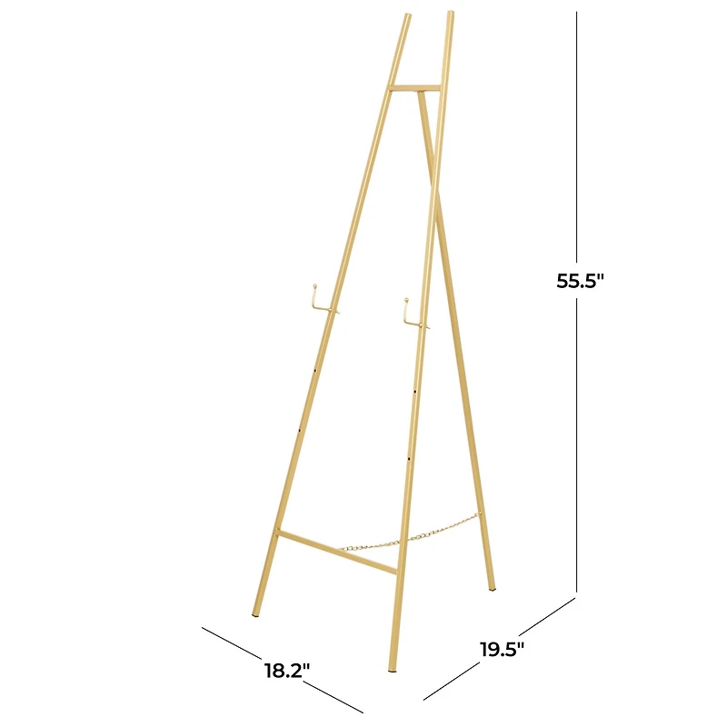 56" Gold Metal Geometric Tall Adjustable Floor 3-Tier Easel