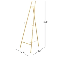56" Gold Metal Geometric Tall Adjustable Floor 3-Tier Easel