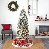 6ft. Pre-Lit Slim Flocked Montreal Fir Artificial Christmas Tree
