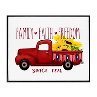 Stupell Industries Family Faith Freedom Americana Floral Country Truck Framed Giclee Art