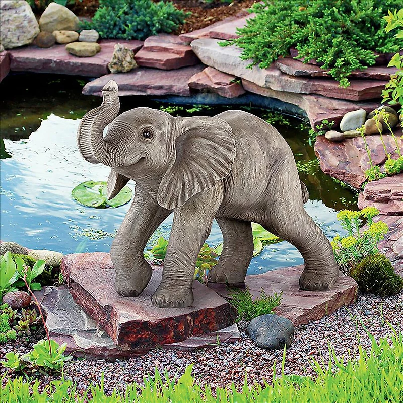Design Toscano 28" Eshe the Exuberant Elephant Garden Statue