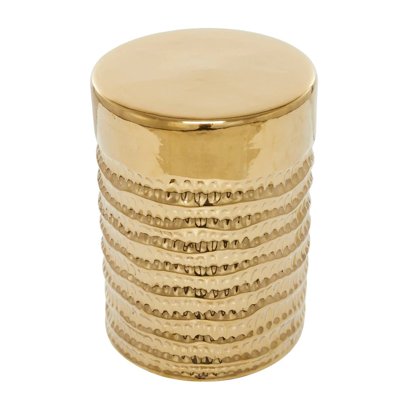 18" Gold Stoneware Glam Accent Table