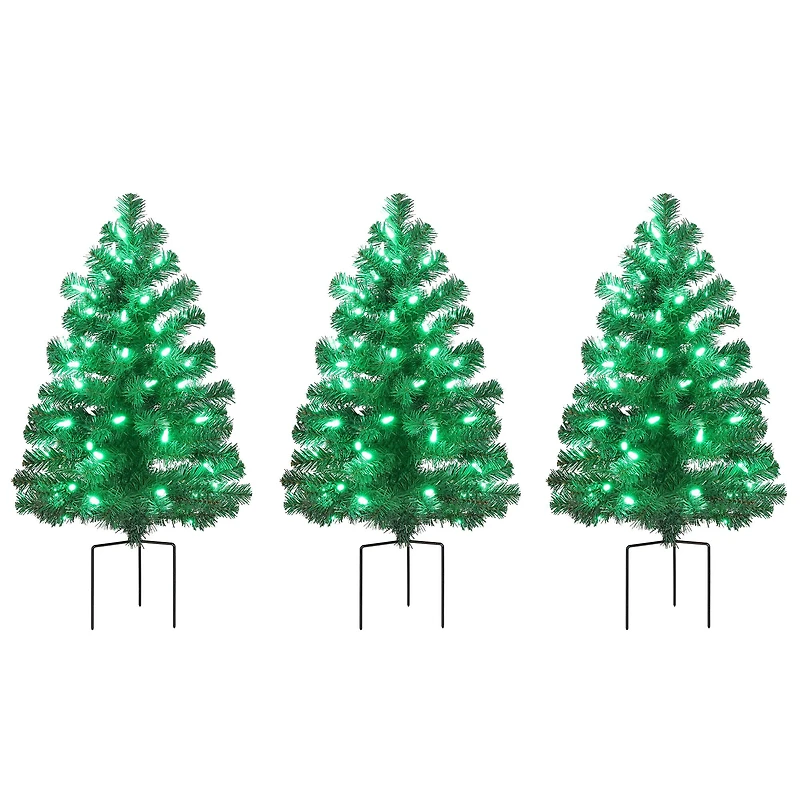 3ct. Pre-Lit Alexa Enabled Pathway Artificial Christmas Tree Set