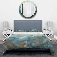 Designart 'Blue and Bronze Dots on Glass I' Geometric Bedding Set